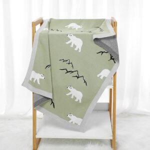 Polar Bear Knitted Baby Blanket Mimixiong