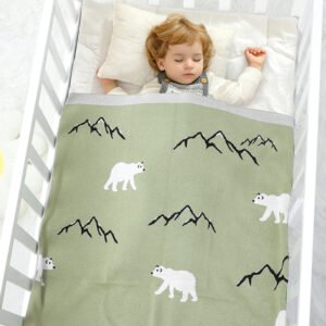 Polar Bear Knitted Baby Blanket Mimixiong