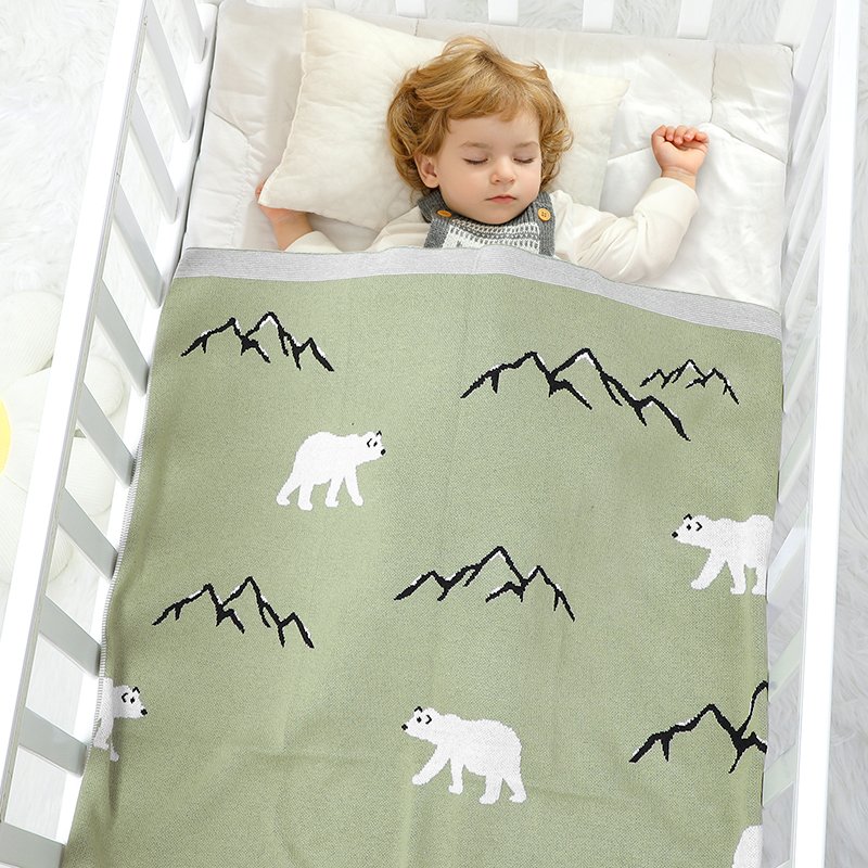 Polar Bear Knitted Baby Blanket Mimixiong