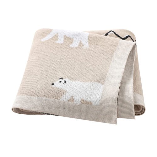 Polar Bear Knitted Baby Blanket Mimixiong