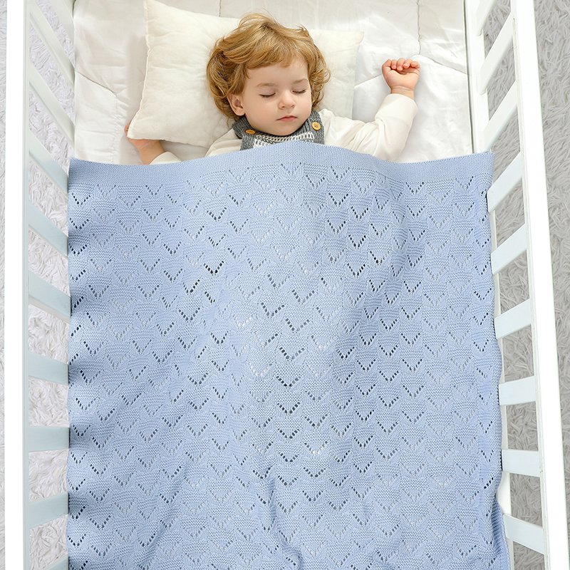 Cotton Solid Color Hollow Out Baby Swaddle Blanket Mimixiong