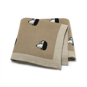 Cotton Cute Dog Pattern Knitted  Baby Blanket Mimixiong