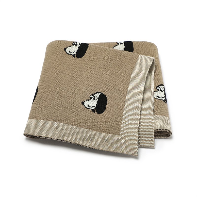 Cotton Cute Dog Pattern Knitted  Baby Blanket Mimixiong