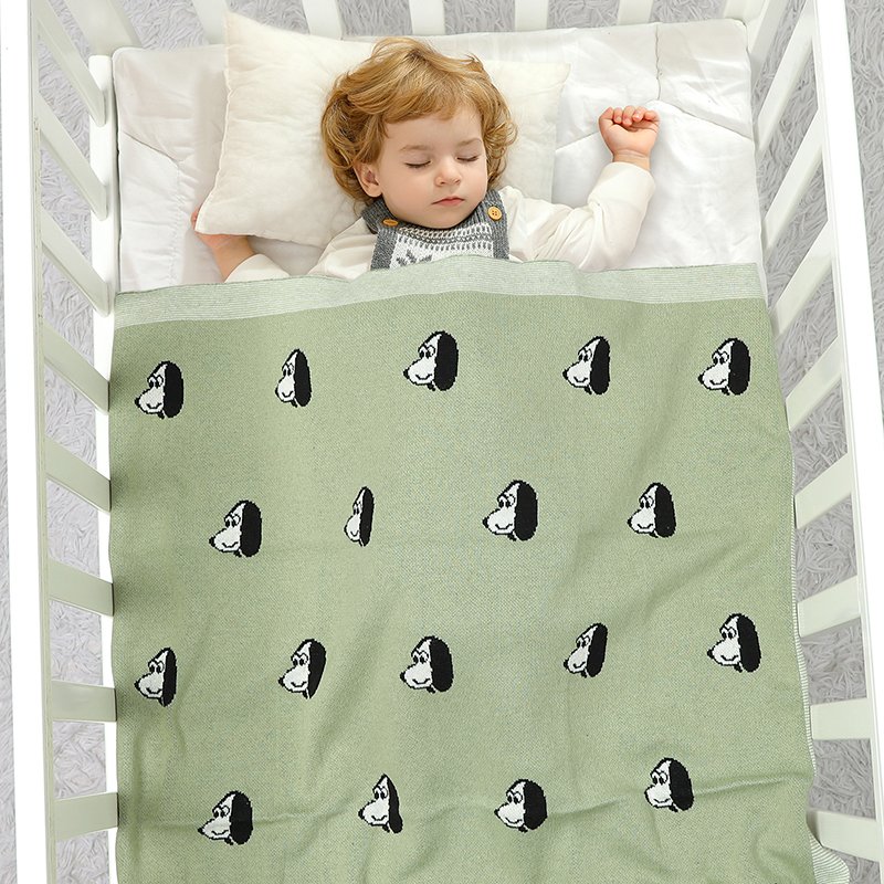 Cotton Cute Dog Pattern Knitted  Baby Blanket Mimixiong