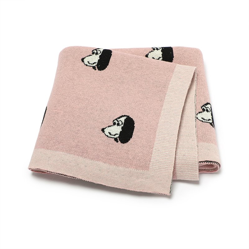 Cotton Cute Dog Pattern Knitted  Baby Blanket Mimixiong