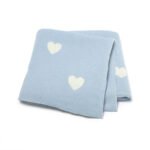 Cotton Knitted Hearts Pattern Baby Blankets Mimixiong