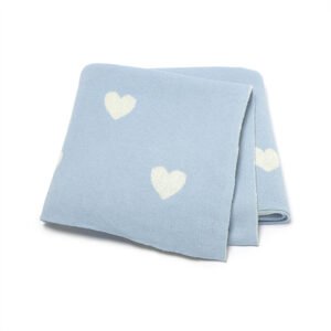 Cotton Knitted Hearts Pattern Baby Blankets Mimixiong