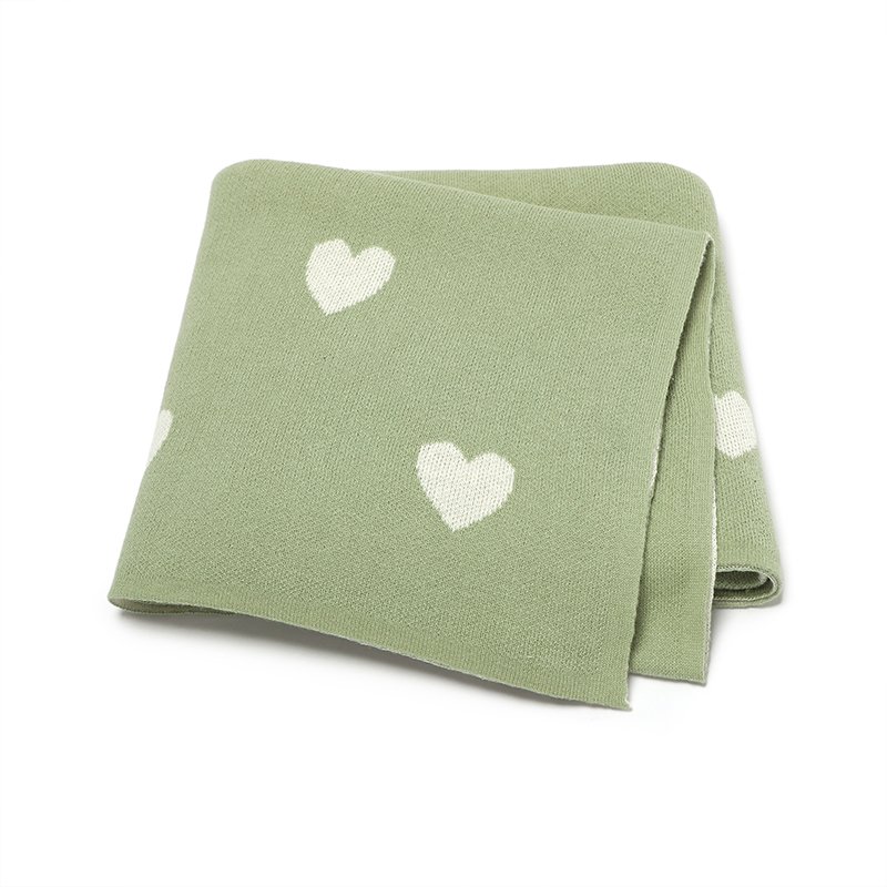 Cotton Knitted Hearts Pattern Baby Blankets Mimixiong