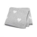 Cotton Knitted Hearts Pattern Baby Blankets Mimixiong