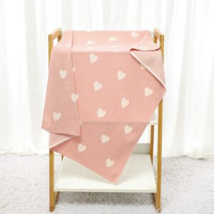 Cotton Knitted Hearts Pattern Baby Blankets Mimixiong