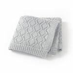Knitted Solid Soft Cotton Pointelle Swaddling Blankets Mimixiong