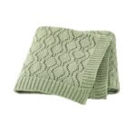 Knitted Solid Soft Cotton Pointelle Swaddling Blankets Mimixiong