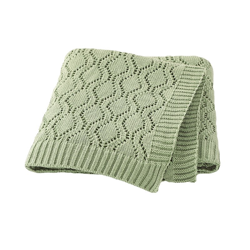 Knitted Solid Soft Cotton Pointelle Swaddling Blankets Mimixiong