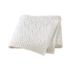 Knitted Solid Soft Cotton Pointelle Swaddling Blankets Mimixiong