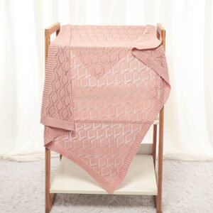 Knitted Solid Soft Cotton Pointelle Swaddling Blankets Mimixiong