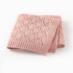 Knitted Solid Soft Cotton Pointelle Swaddling Blankets Mimixiong