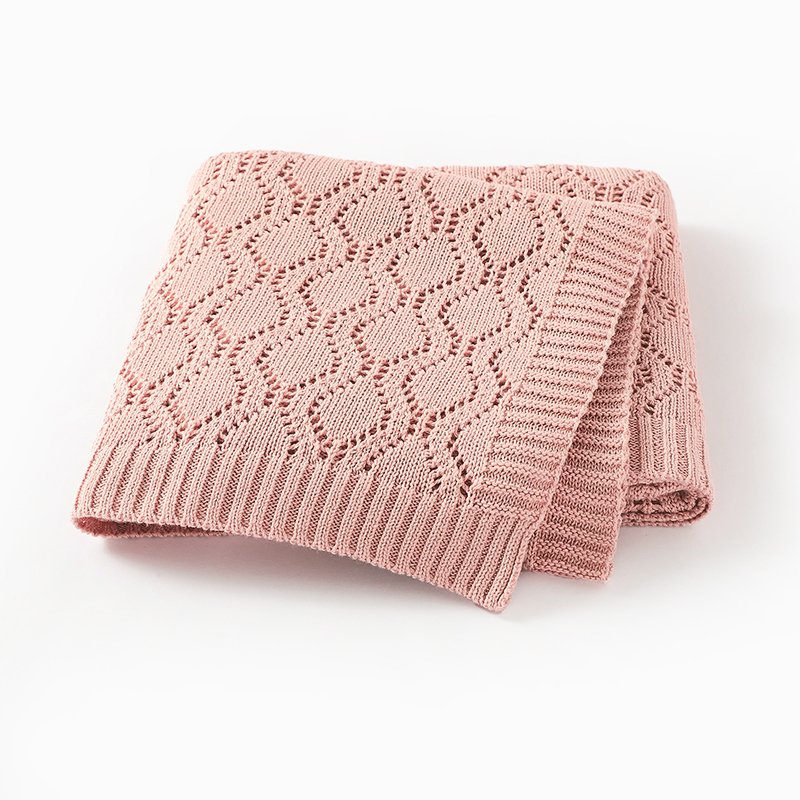 Knitted Solid Soft Cotton Pointelle Swaddling Blankets Mimixiong