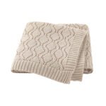 Knitted Solid Soft Cotton Pointelle Swaddling Blankets Mimixiong