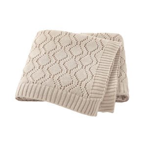 Knitted Solid Soft Cotton Pointelle Swaddling Blankets Mimixiong