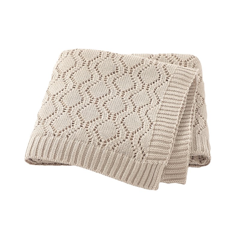 Knitted Solid Soft Cotton Pointelle Swaddling Blankets Mimixiong