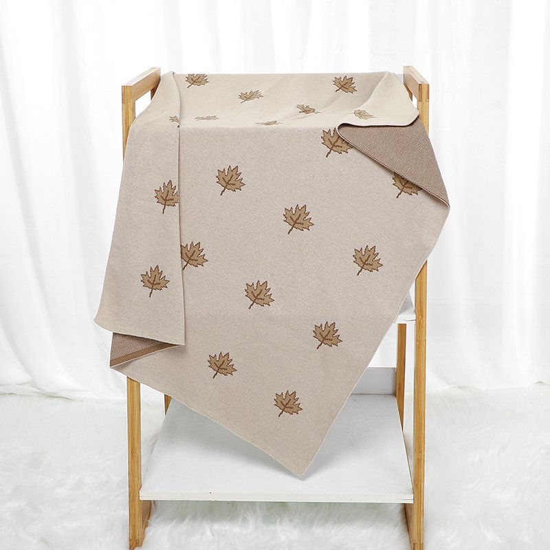 Leaf Pattern 100% Cotton Baby Knitted Blanket Mimixiong