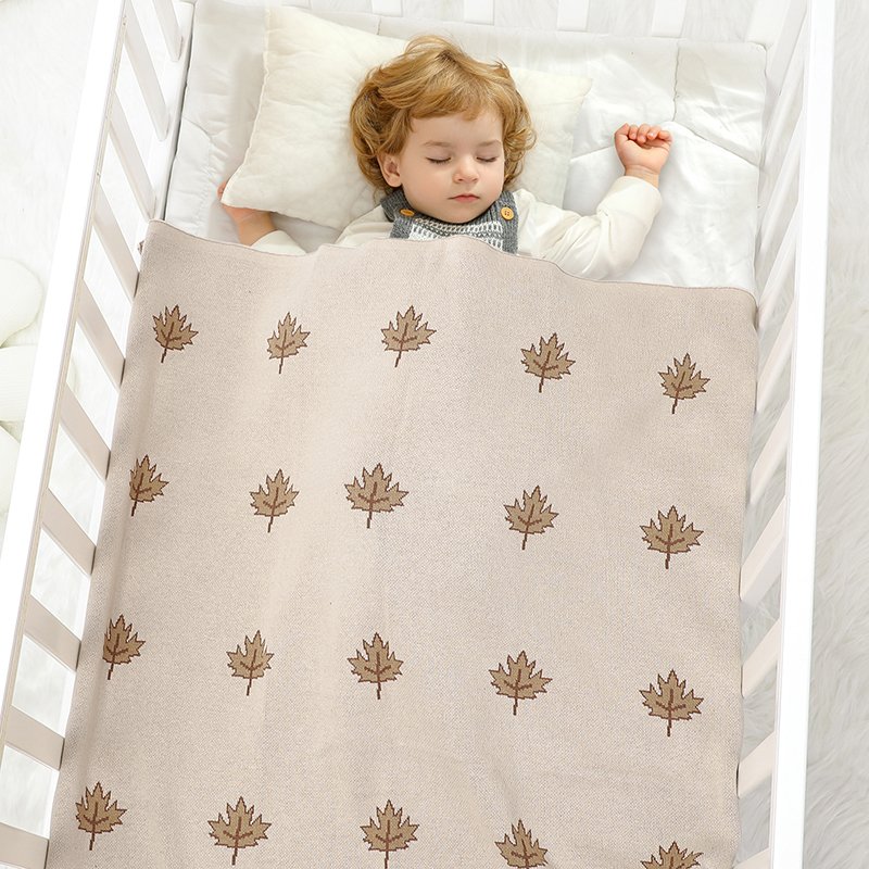 Leaf Pattern 100% Cotton Baby Knitted Blanket Mimixiong