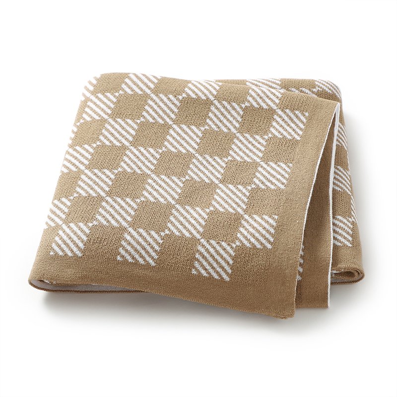 Lattice Pattern Toddler Baby Knitted Swaddle Blanket Mimixiong