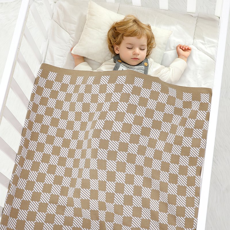 Lattice Pattern Toddler Baby Knitted Swaddle Blanket Mimixiong