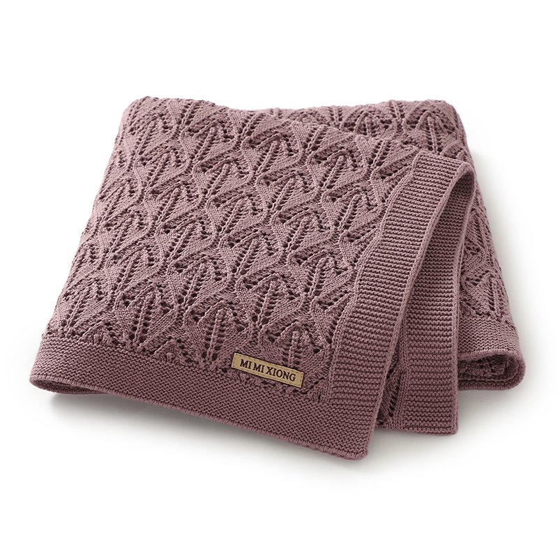 Solid Color Baby Knitted Swaddle Blankets Mimixiong