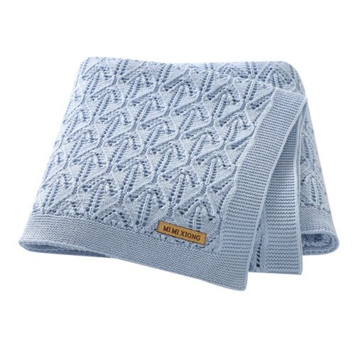 Solid Color Baby Knitted Swaddle Blankets Mimixiong
