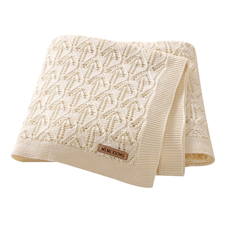 Solid Color Baby Knitted Swaddle Blankets Mimixiong