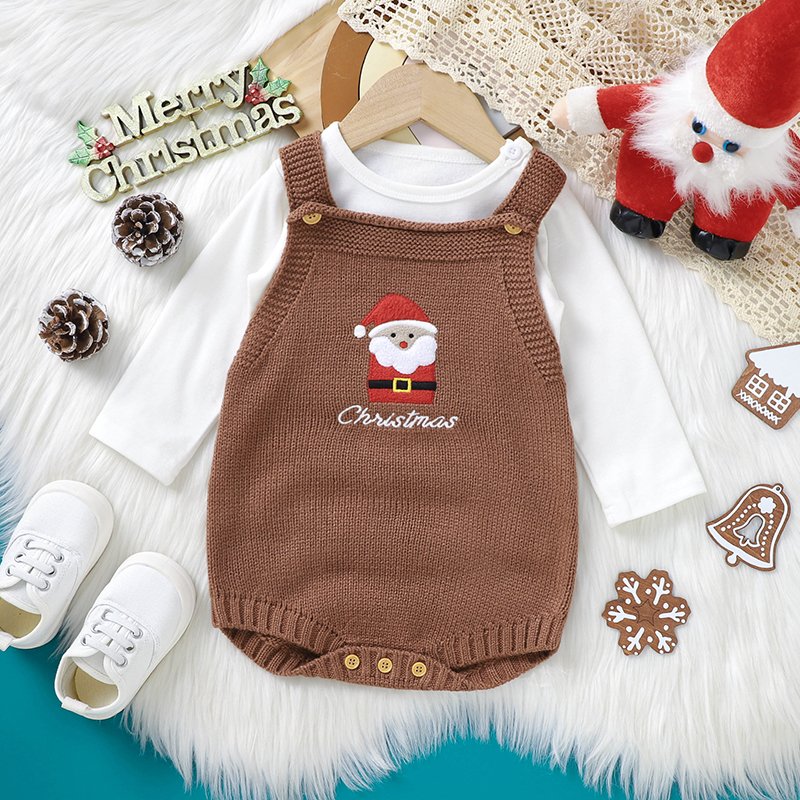 Newborn Sleeveless Santa Claus Knit Romper Christmas Jumpsuits Mimixiong