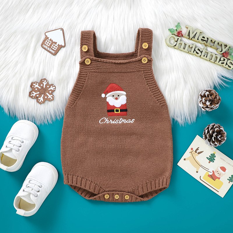 Newborn Sleeveless Santa Claus Knit Romper Christmas Jumpsuits Mimixiong