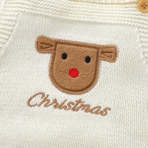 Christmas Baby Rompers, Embroidery Deer Knit Sleeveless Rompers Mimixiong