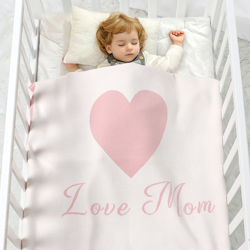 Love Heart Pattern Infants Knitted Newborn Blanket Mimixiong