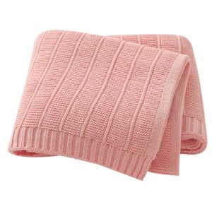Solid Color Striped Knitted Baby Bedding Blanket Mimixiong