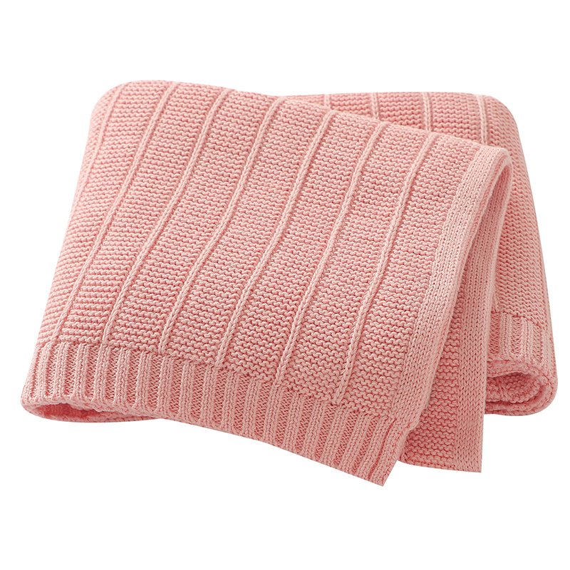 Solid Color Striped Knitted Baby Bedding Blanket Mimixiong