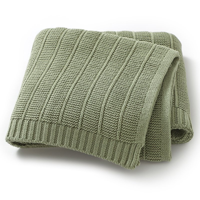 Solid Color Striped Knitted Baby Bedding Blanket Mimixiong