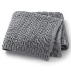 Solid Color Striped Knitted Baby Bedding Blanket Mimixiong