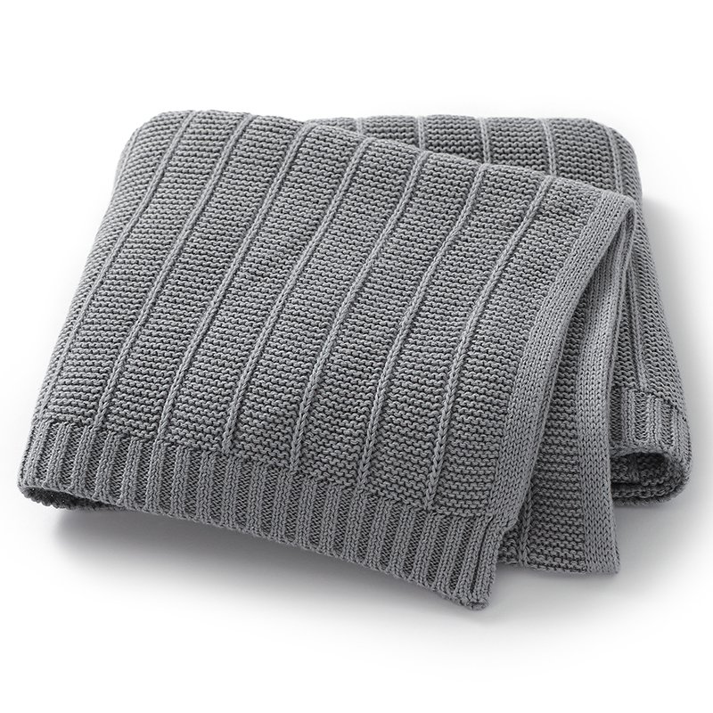 Solid Color Striped Knitted Baby Bedding Blanket Mimixiong