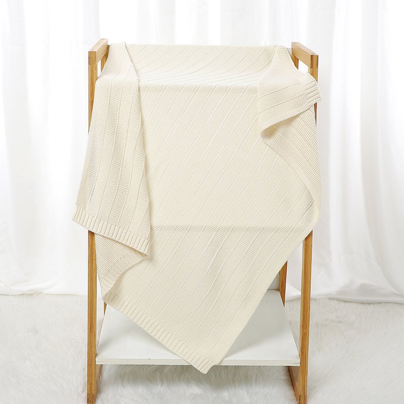 Solid Color Striped Knitted Baby Bedding Blanket Mimixiong