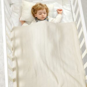 Solid Color Striped Knitted Baby Bedding Blanket Mimixiong