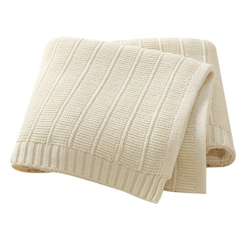 Solid Color Striped Knitted Baby Bedding Blanket Mimixiong