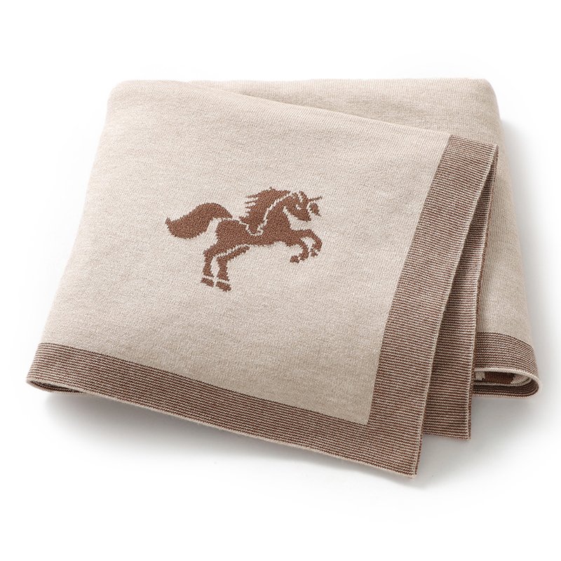 New Material Horse Pattern Baby Blankets Customizable Knitted Mimixiong