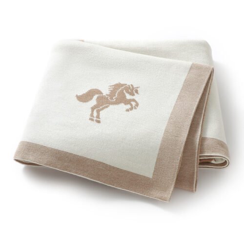 New Material Horse Pattern Baby Blankets Customizable Knitted Mimixiong