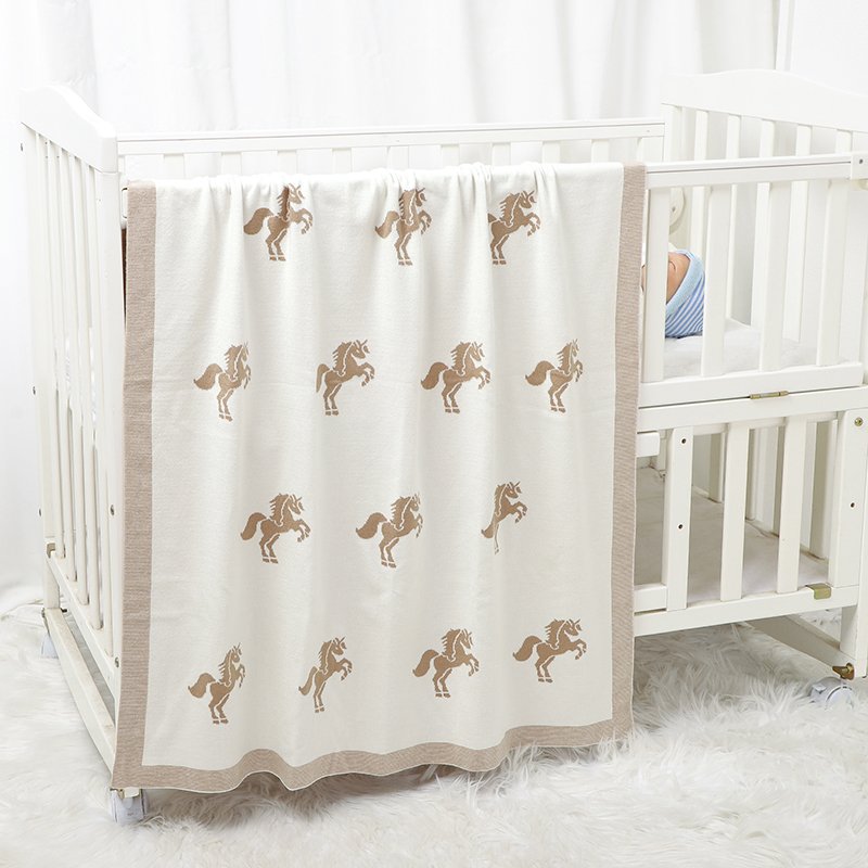 New Material Horse Pattern Baby Blankets Customizable Knitted Mimixiong
