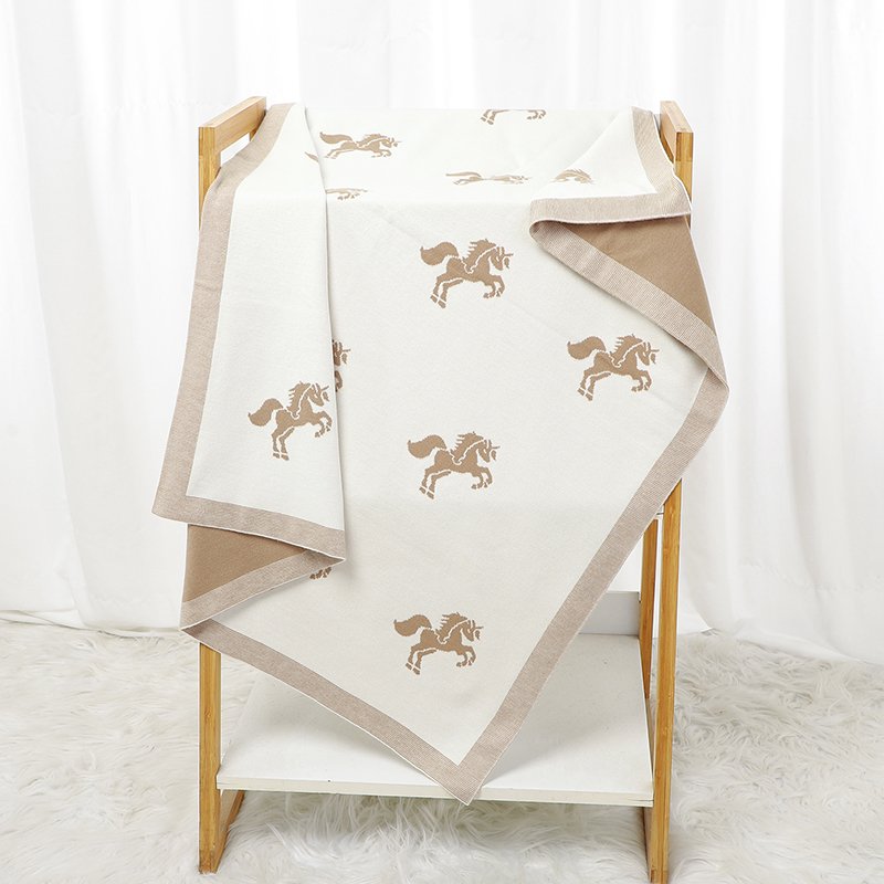 New Material Horse Pattern Baby Blankets Customizable Knitted Mimixiong