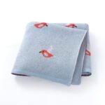 Bird Patterned Knitted 100% Cotton Soft Baby Blankets Mimixiong