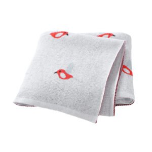 Bird Patterned Knitted 100% Cotton Soft Baby Blankets Mimixiong