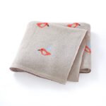 Bird Patterned Knitted 100% Cotton Soft Baby Blankets Mimixiong